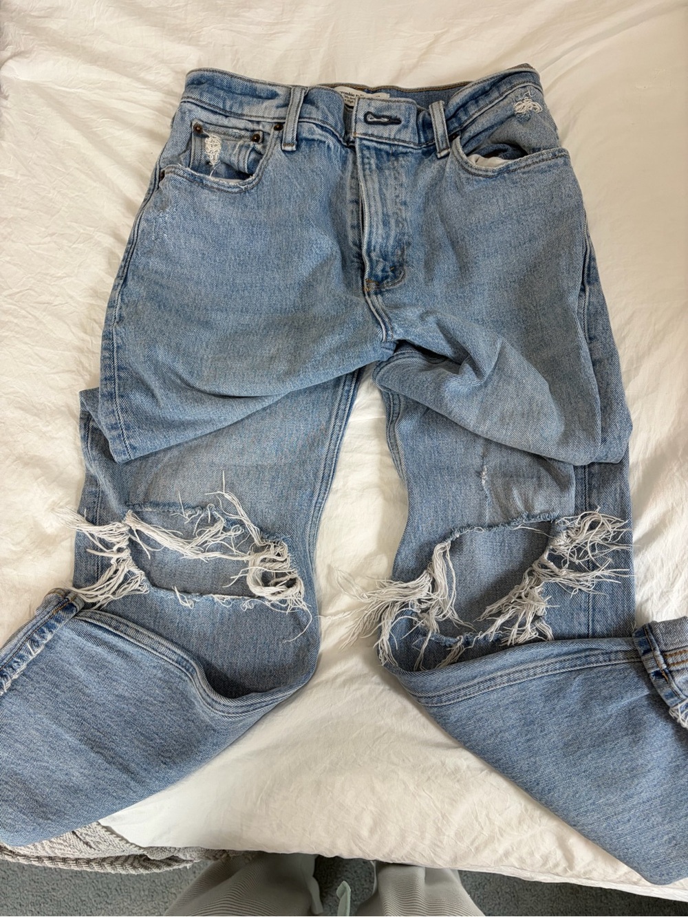 Abercrombie & Fitch High-Rise Ripped Light Blue Jeans